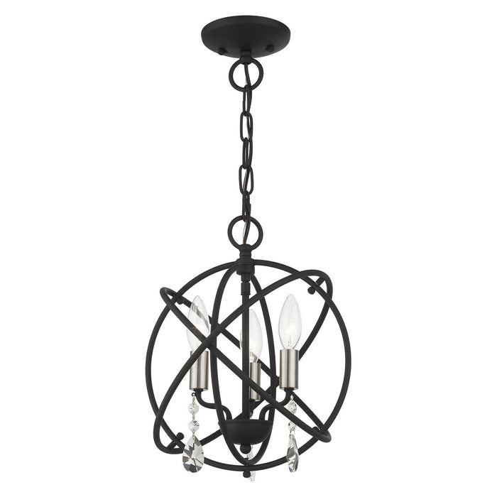 Three Light Convertible Chandelier / Semi Flush from the Aria collection in Black finish