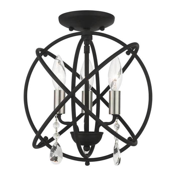 Three Light Convertible Chandelier / Semi Flush from the Aria collection in Black finish