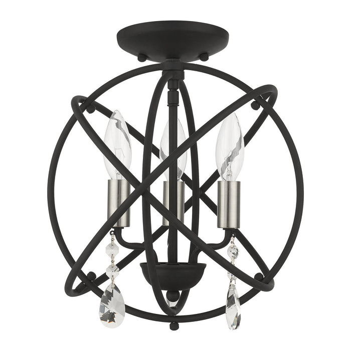 Three Light Convertible Chandelier / Semi Flush from the Aria collection in Black finish