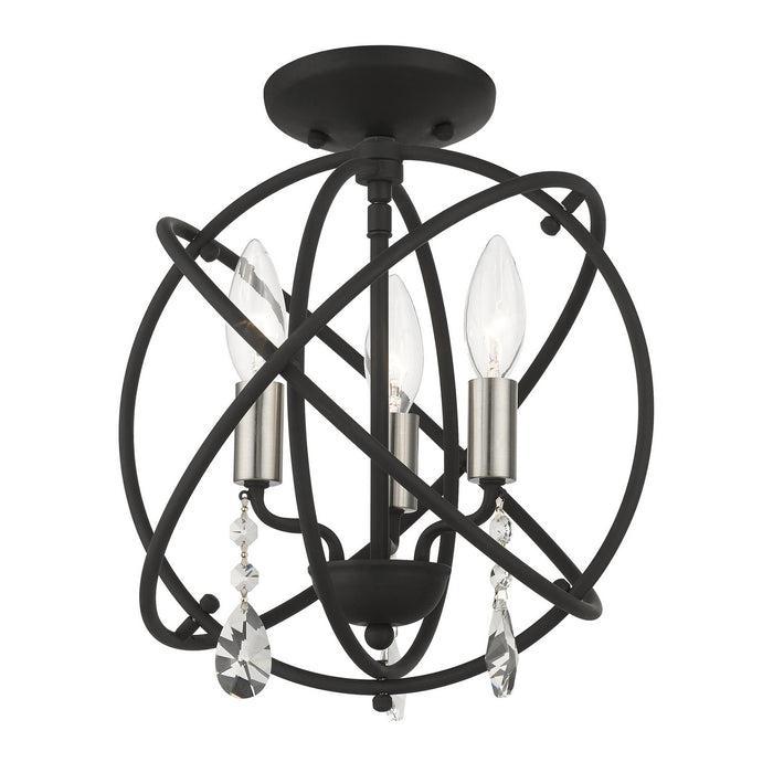 Three Light Convertible Chandelier / Semi Flush from the Aria collection in Black finish