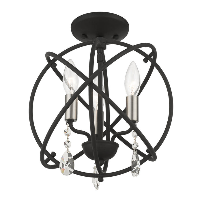 Three Light Convertible Chandelier / Semi Flush from the Aria collection in Black finish