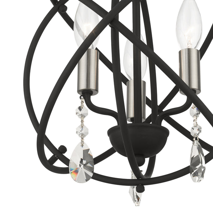 Three Light Convertible Chandelier / Semi Flush from the Aria collection in Black finish