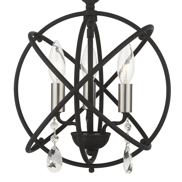 Three Light Convertible Chandelier / Semi Flush from the Aria collection in Black finish