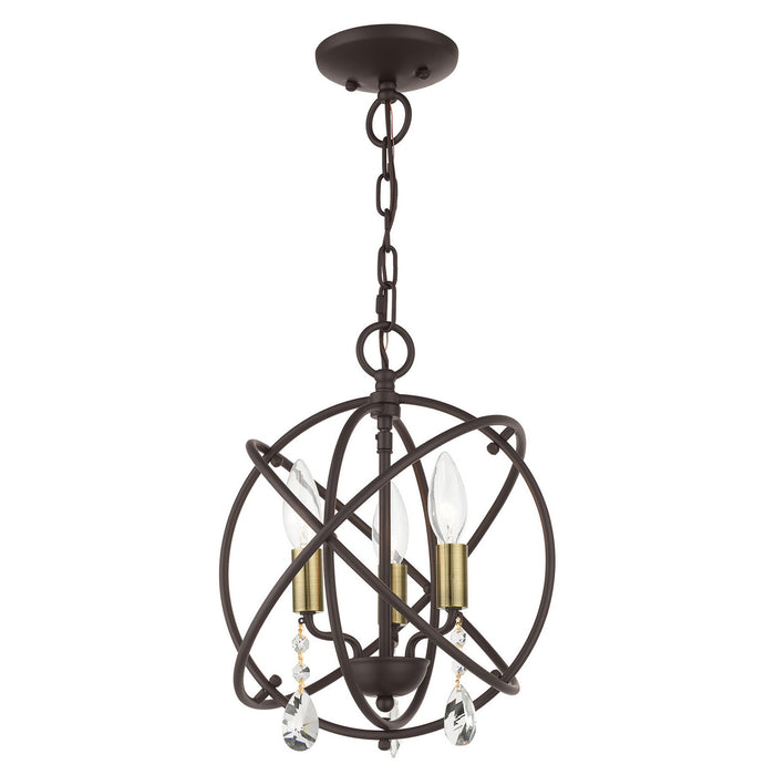 Three Light Convertible Chandelier / Semi Flush from the Aria collection in Bronze finish