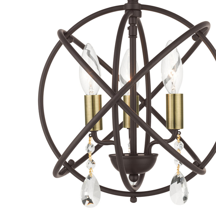 Three Light Convertible Chandelier / Semi Flush from the Aria collection in Bronze finish