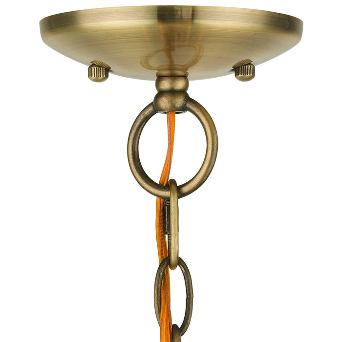 Three Light Convertible Chandelier / Semi Flush from the Aria collection in Antique Brass finish