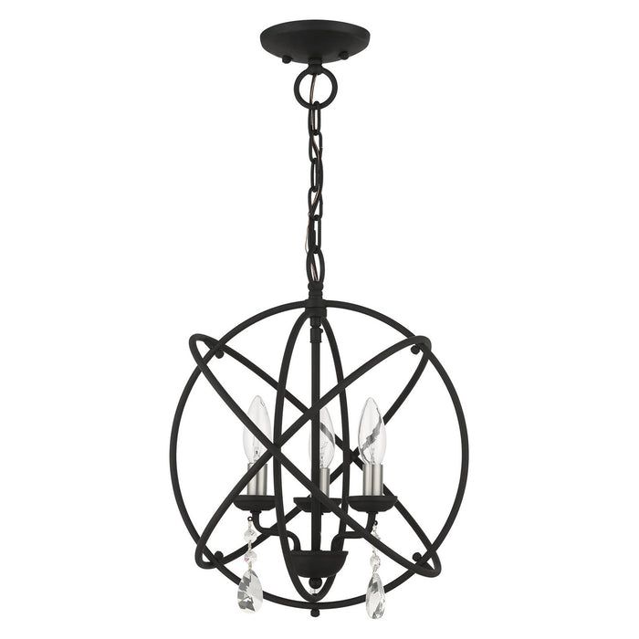 Three Light Convertible Chandelier / Semi Flush from the Aria collection in Black finish