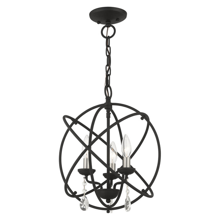 Three Light Convertible Chandelier / Semi Flush from the Aria collection in Black finish
