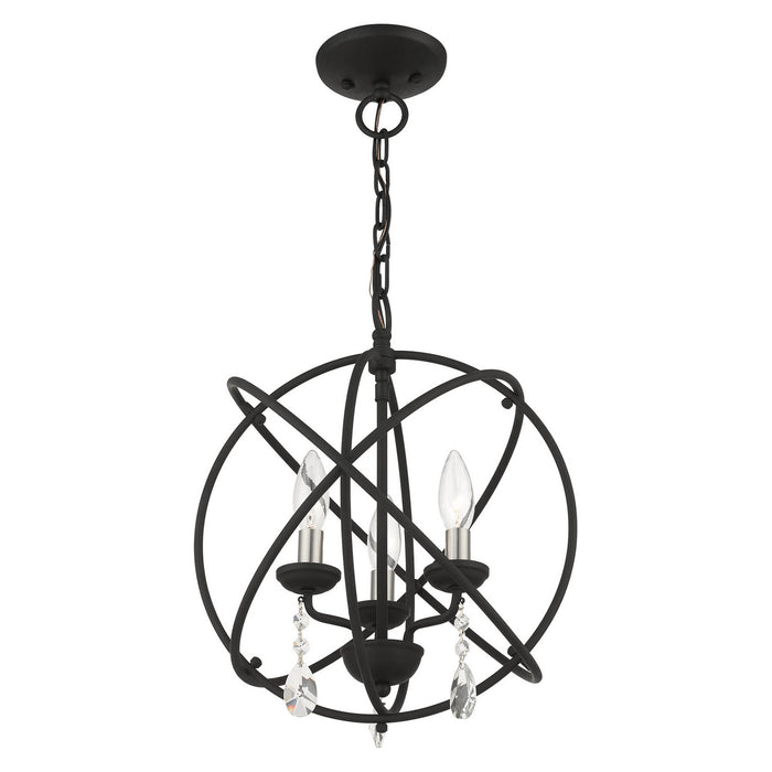 Three Light Convertible Chandelier / Semi Flush from the Aria collection in Black finish