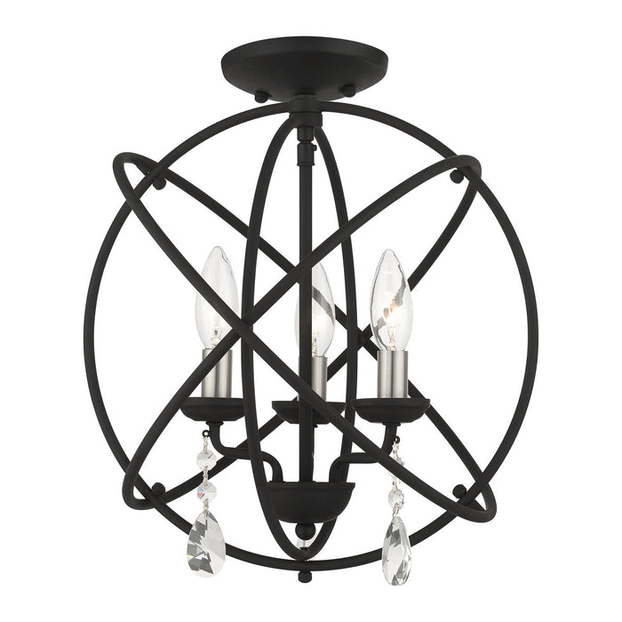 Three Light Convertible Chandelier / Semi Flush from the Aria collection in Black finish