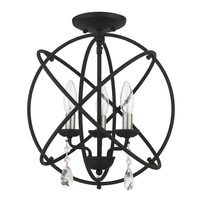Three Light Convertible Chandelier / Semi Flush from the Aria collection in Black finish