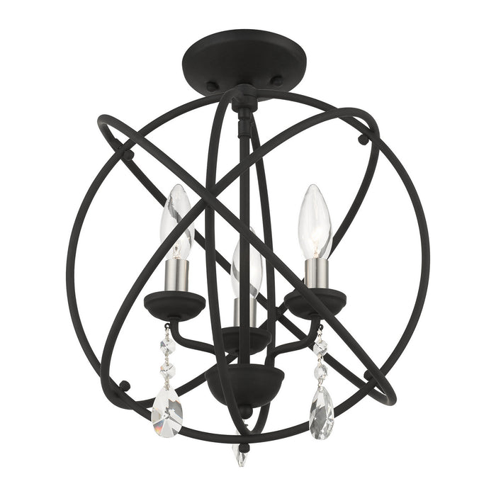 Three Light Convertible Chandelier / Semi Flush from the Aria collection in Black finish
