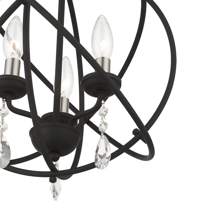 Three Light Convertible Chandelier / Semi Flush from the Aria collection in Black finish