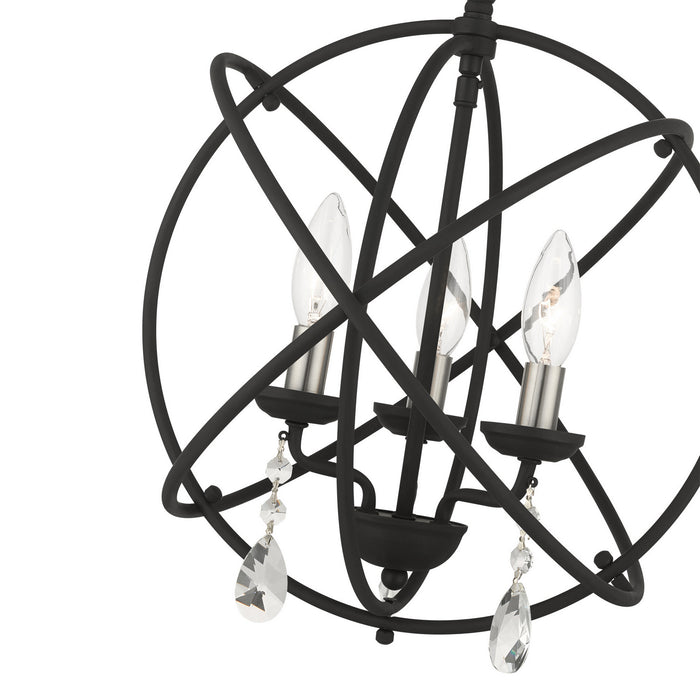 Three Light Convertible Chandelier / Semi Flush from the Aria collection in Black finish