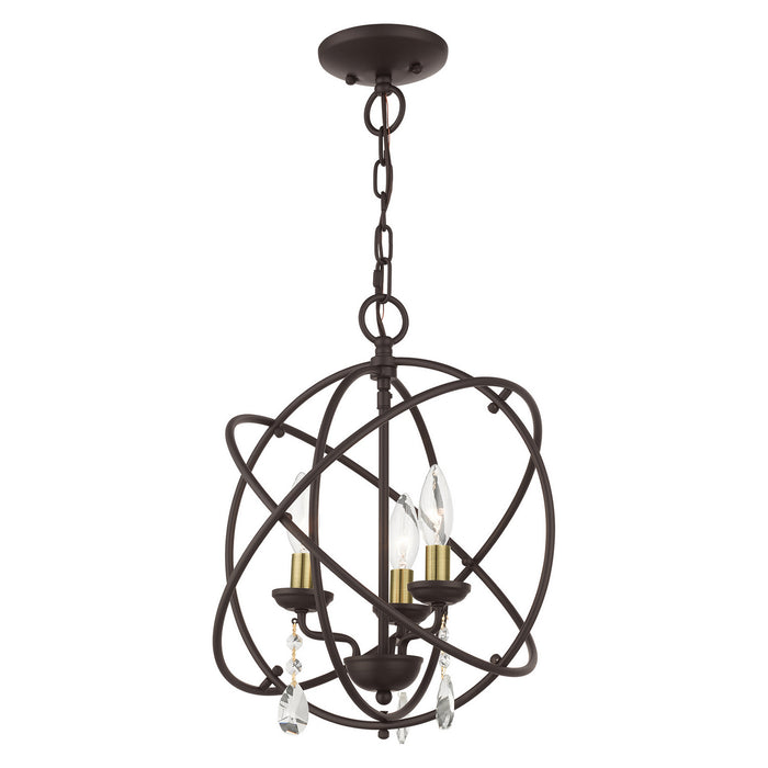 Three Light Convertible Chandelier / Semi Flush from the Aria collection in Bronze finish