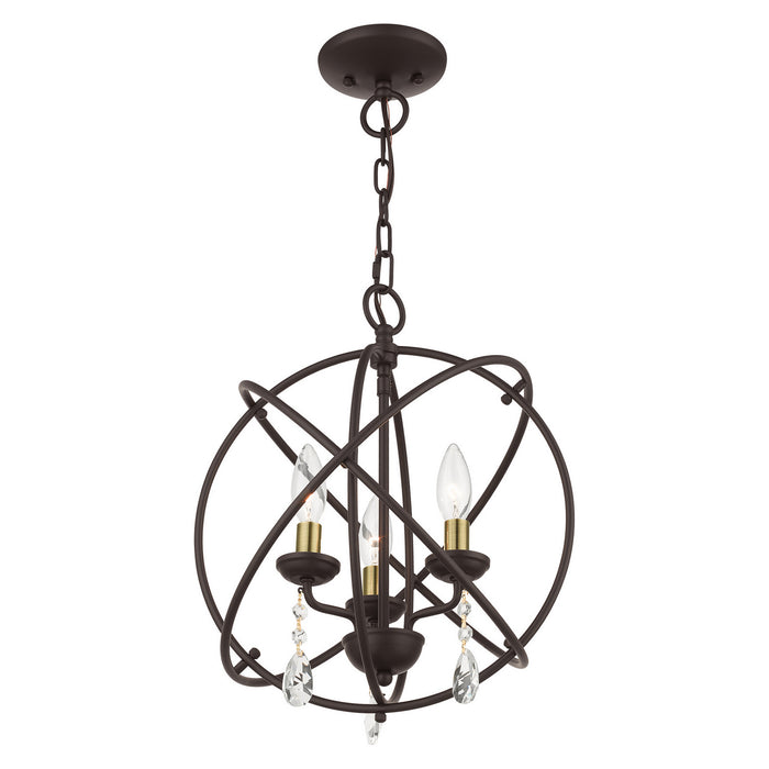 Three Light Convertible Chandelier / Semi Flush from the Aria collection in Bronze finish