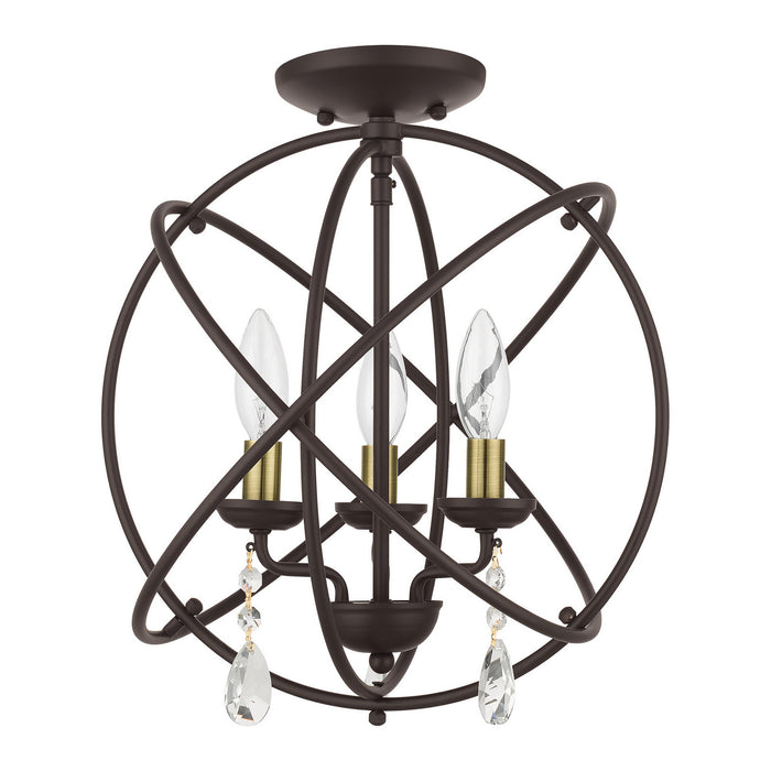 Three Light Convertible Chandelier / Semi Flush from the Aria collection in Bronze finish