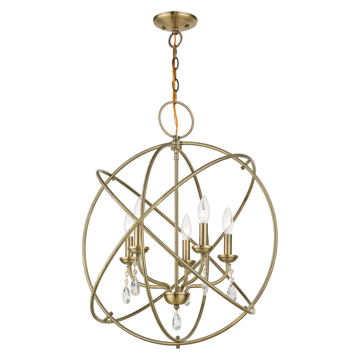Five Light Chandelier from the Aria collection in Antique Brass finish