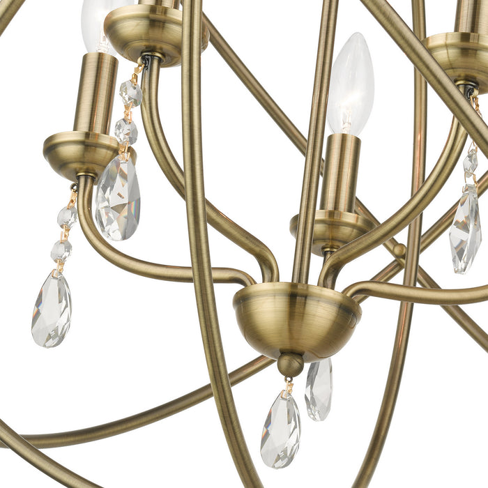 Five Light Chandelier from the Aria collection in Antique Brass finish