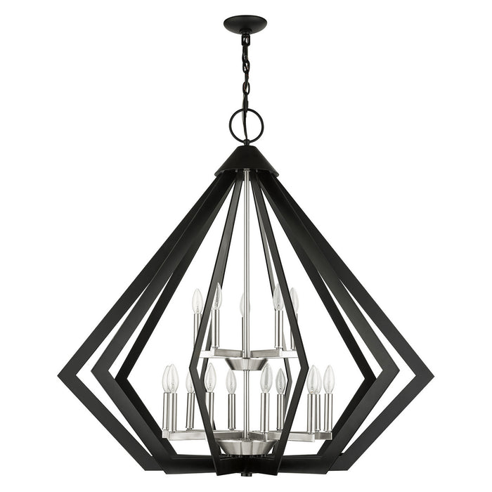 15 Light Foyer Chandelier from the Prism collection in Black finish