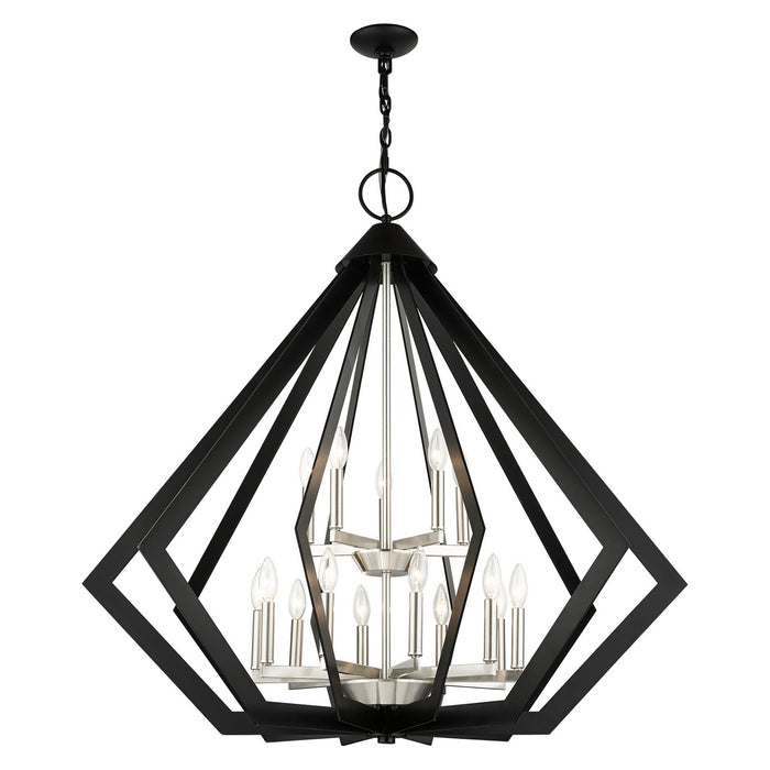 15 Light Foyer Chandelier from the Prism collection in Black finish