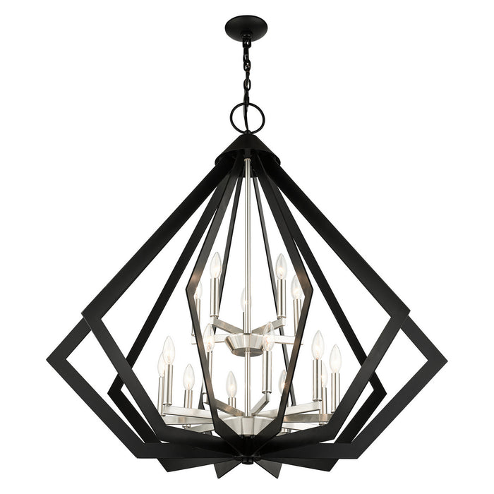 15 Light Foyer Chandelier from the Prism collection in Black finish