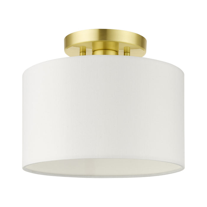 One Light Semi Flush Mount from the Meridian collection in Satin Brass finish