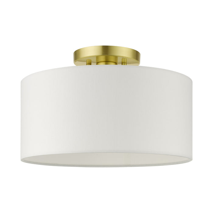 One Light Semi Flush Mount from the Meridian collection in Satin Brass finish
