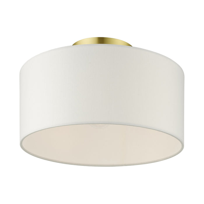 One Light Semi Flush Mount from the Meridian collection in Satin Brass finish