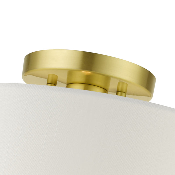 One Light Semi Flush Mount from the Meridian collection in Satin Brass finish