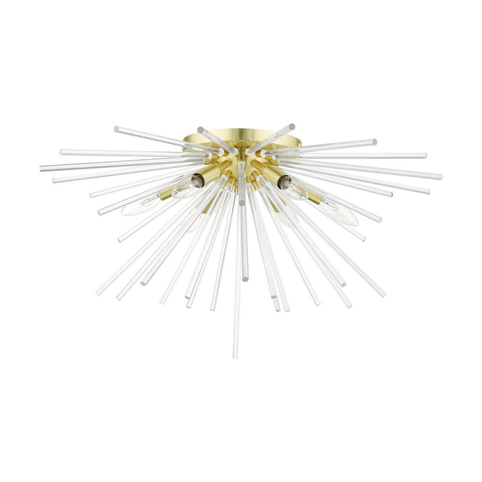 Six Light Flush Mount from the Utopia collection in Satin Brass finish