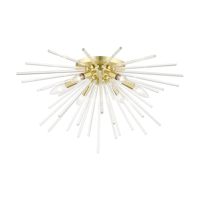 Six Light Flush Mount from the Utopia collection in Satin Brass finish