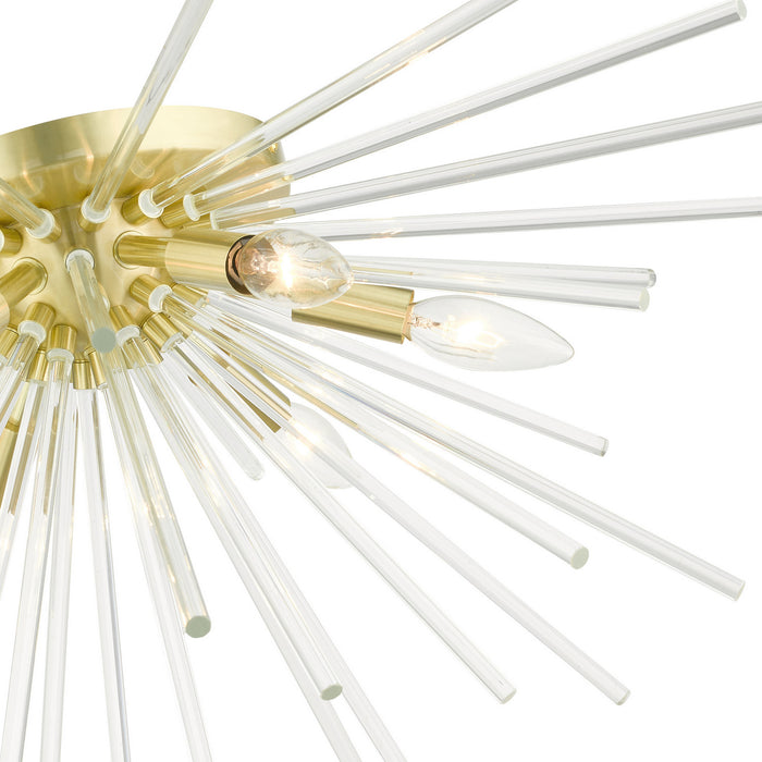 Six Light Flush Mount from the Utopia collection in Satin Brass finish