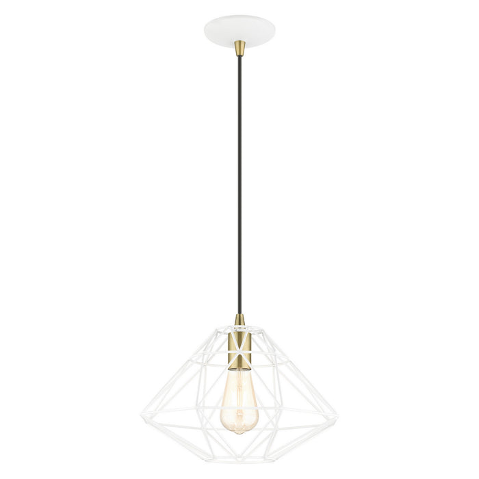 One Light Pendant from the Geometric collection in White finish