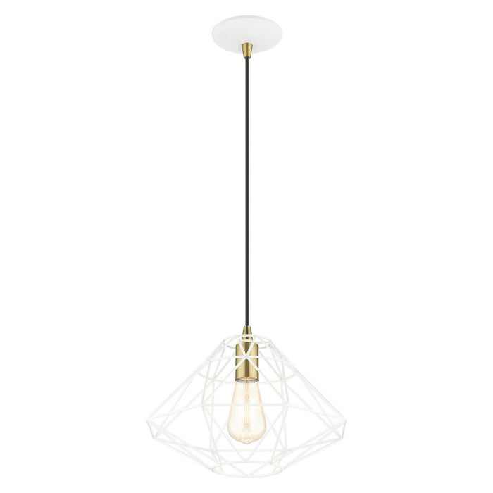 One Light Pendant from the Geometric collection in White finish