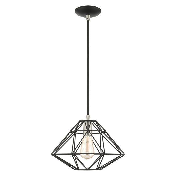One Light Pendant from the Geometric collection in Black finish