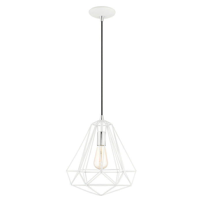 One Light Pendant from the Geometric collection in Shiny White finish