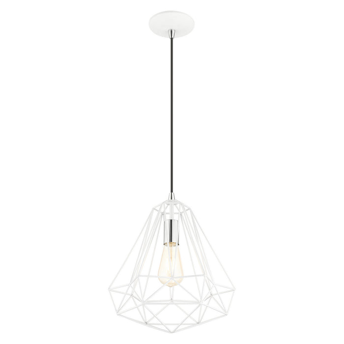 One Light Pendant from the Geometric collection in Shiny White finish
