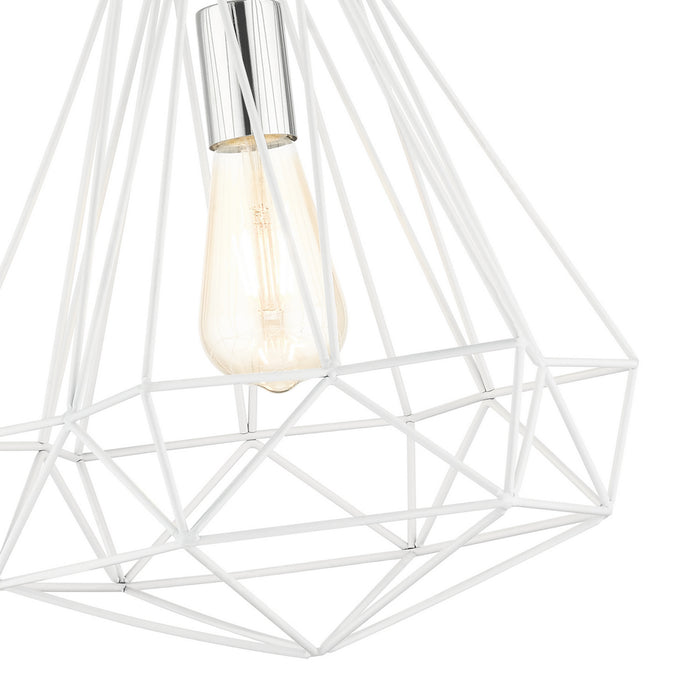 One Light Pendant from the Geometric collection in Shiny White finish
