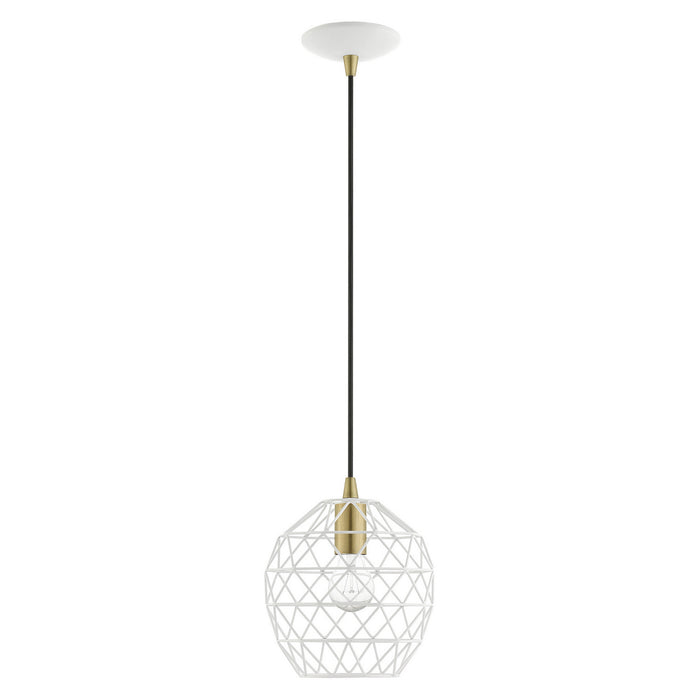 One Light Pendant from the Geometrix collection in White finish