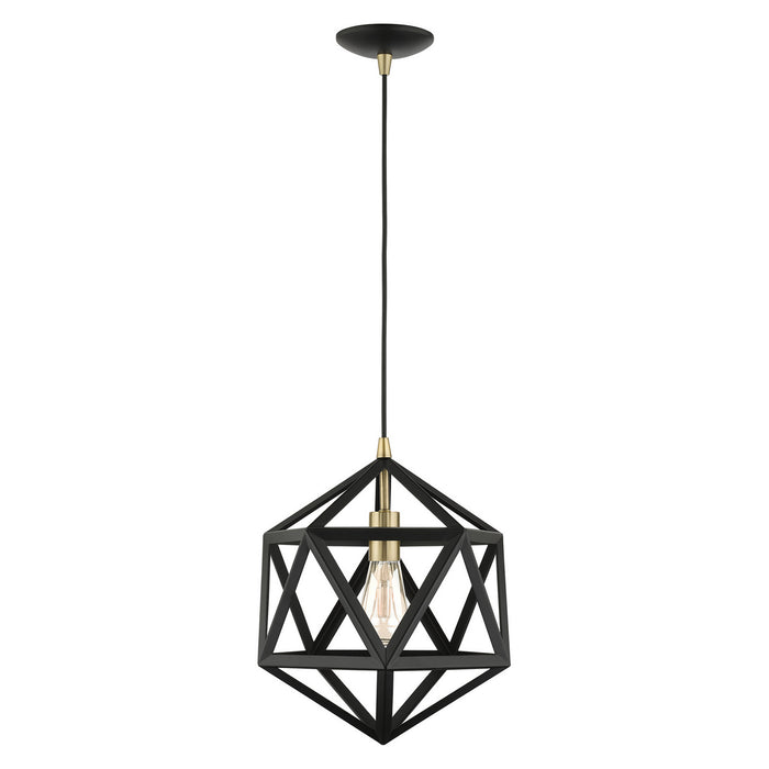 One Light Pendant from the Geometric collection in Textured Black finish