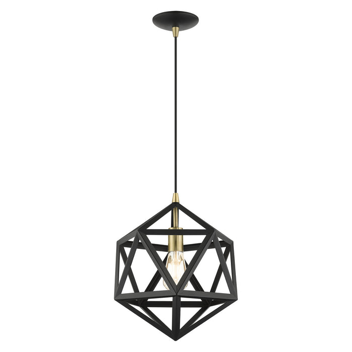 One Light Pendant from the Geometric collection in Textured Black finish