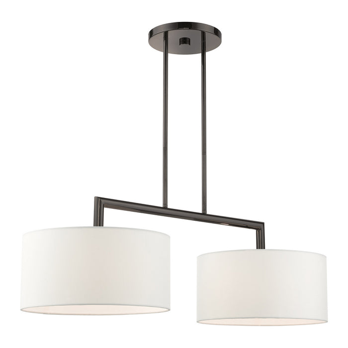 Two Light Linear Chandelier from the Meridian collection in Black Chrome finish