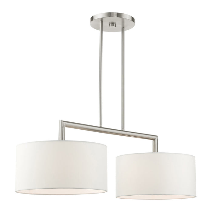 Two Light Linear Chandelier from the Meridian collection in Brushed Nickel finish