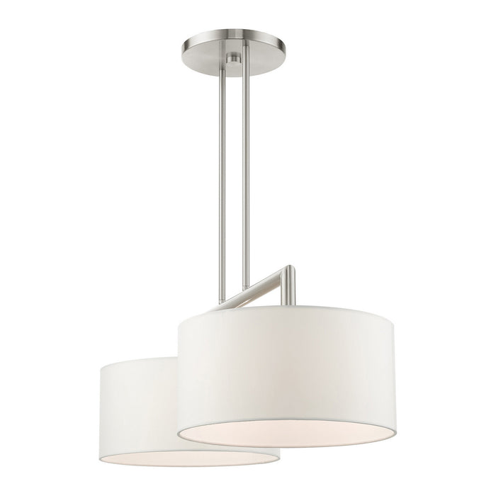 Two Light Linear Chandelier from the Meridian collection in Brushed Nickel finish