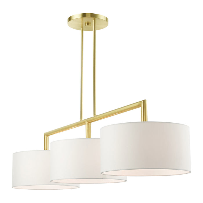Three Light Linear Chandelier from the Meridian collection in Satin Brass finish