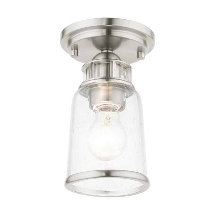 One Light Flush Mount from the Lawrenceville collection in Brushed Nickel finish