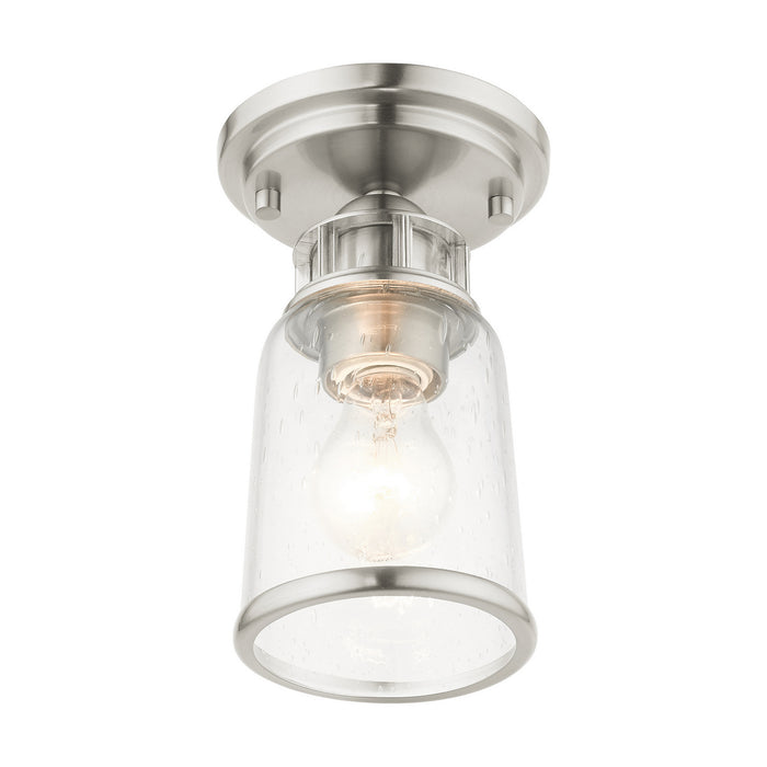 One Light Flush Mount from the Lawrenceville collection in Brushed Nickel finish