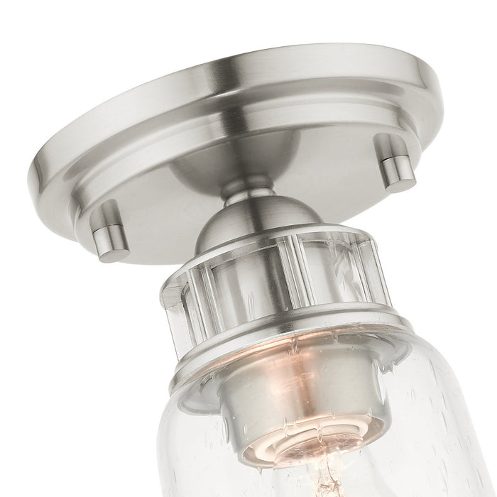 One Light Flush Mount from the Lawrenceville collection in Brushed Nickel finish