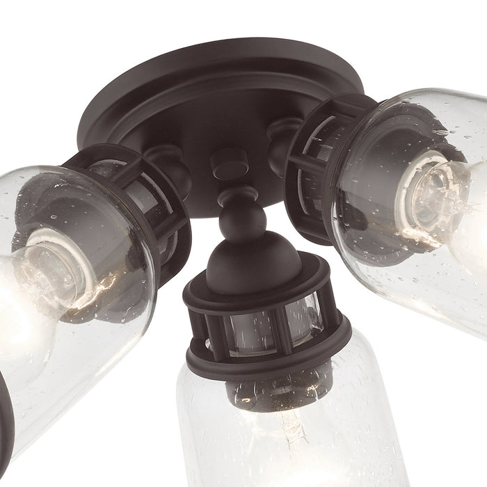 Three Light Flush Mount from the Lawrenceville collection in Bronze finish